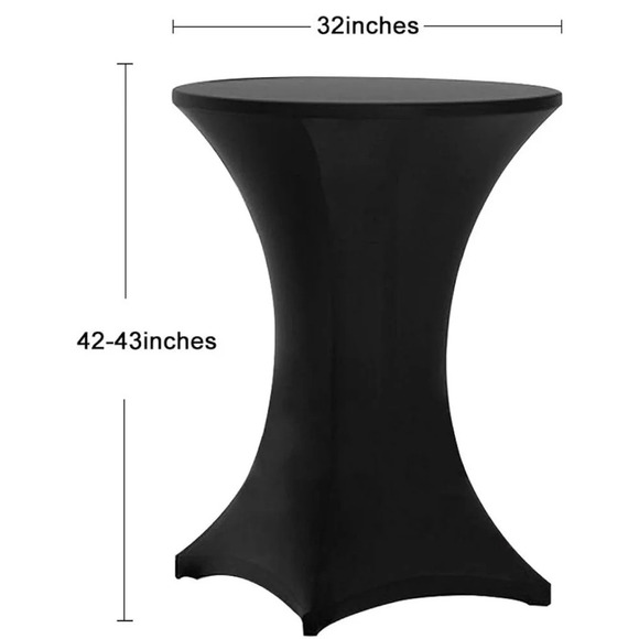 Tina's 4 Pack 32x43 Inch Highboy Spandex Cocktail Table Cover Black - Picture 2 of 8